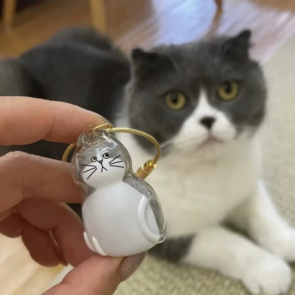 YOMI™ Clear Pet Hair Keepsake Pendant – Aesthetic Fur Storage Keychain for Bags & Keys – Personalized Gift for Cat Parents